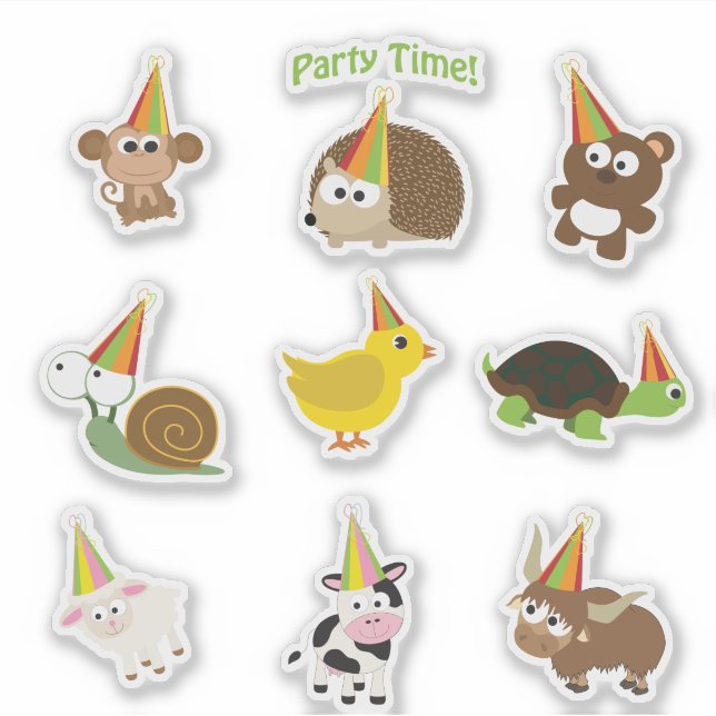 Joli jeu de stickers Animaux de fête (Devant)