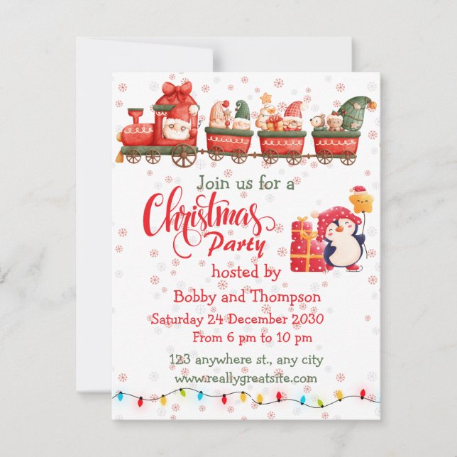 Joli Jouet de Noël Train photo Carte de vacances (Devant)