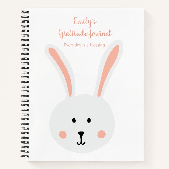 Joli Journal de Gratitude Lapin Blanc Rose (Devant)