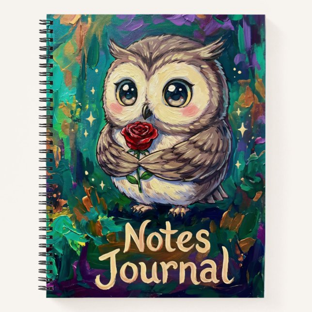 Joli Journal de Notes Chouette Rose (Devant)