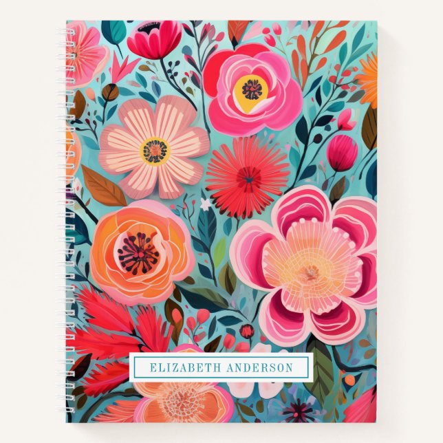 Joli Journal Floral Botanique Rose Élégant (Devant)