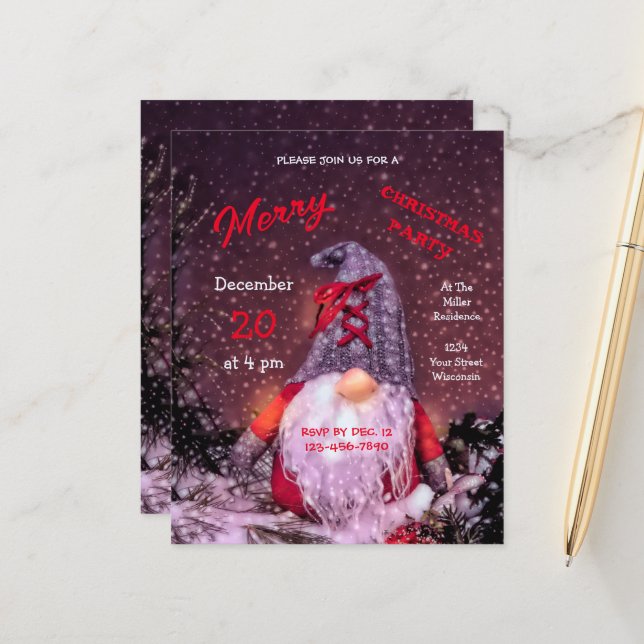 Joli Joyeux Noël Whimsical Gnome Budget (Devant/Arrière en situation)