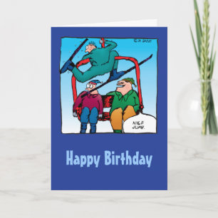 Joli Jump ! Carte d'anniversaire des skieurs