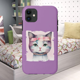 Joli Kitty avec Bow rose iPhone / coque ipad
