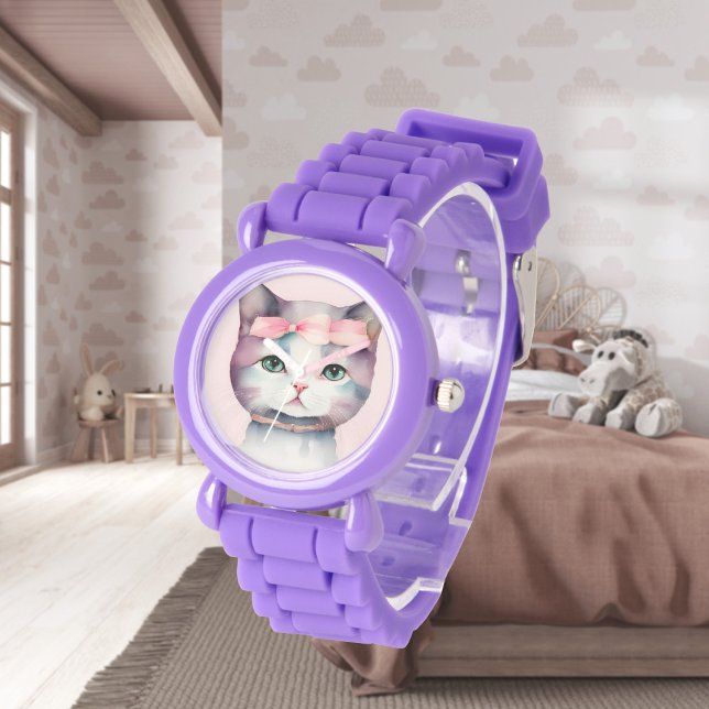 Joli Kitty avec Bow rose Montre électronique (Créateur téléchargé)