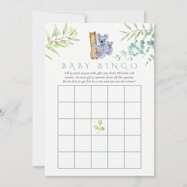 Joli Koala Eucalyptus Feuilles Bébé Bingo (Devant)