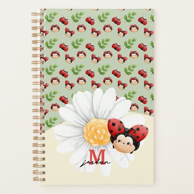 Joli Lady Bug Motif Carnet Enfants avec le nom (Devant)