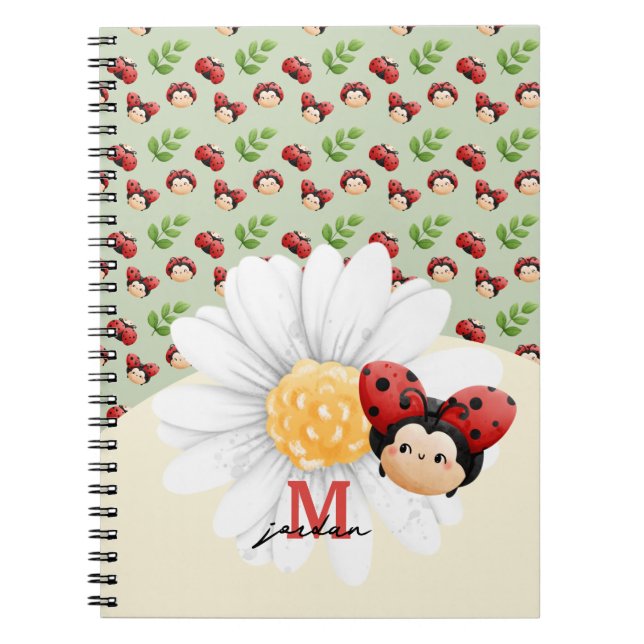 Joli Lady Bug Motif Carnet Enfants avec le nom (Devant)