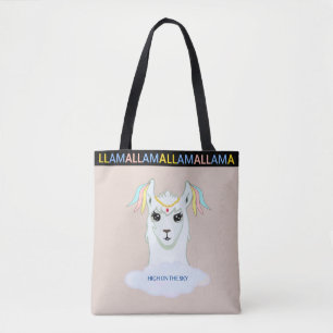 Joli lama sur sac fourre-tout beige