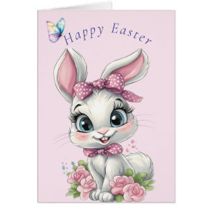 Joli Lapin Blanc Nœud Rose Papillon Roses