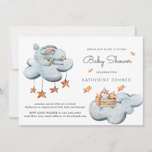 Joli lapin dans les nuages Baby shower Invitation