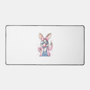 Joli lapin de jour de Pâques soufflant une bulle F