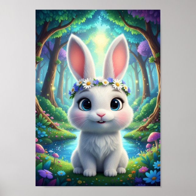 Joli Lapin de la Forêt de Fleurs Affiche de Fantai (Devant)