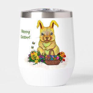 Joli lapin de Pâques avec oeufs et fleurs
