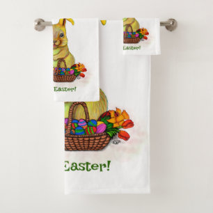 Joli lapin de Pâques avec oeufs et fleurs