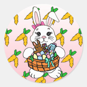 Joli lapin de Pâques avec Stickers Panier