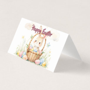 Joli lapin de Pâques dans un panier avec des œufs 