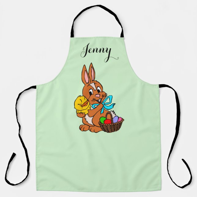 Joli lapin de Pâques et tablier de cuisine poussin (Recto)