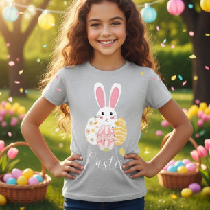 Joli lapin de Pâques motif œufs fille T-Shirt