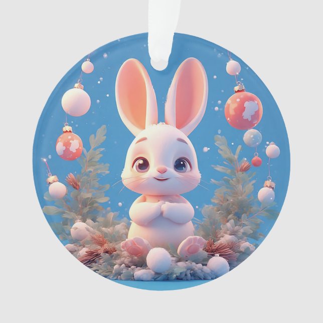 Joli lapin entouré de décorations (devant)