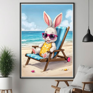 Joli Lapin Été Poster pour Enfants de Style Coasta