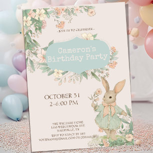 Joli Lapin Floral Invitation Anniversaire