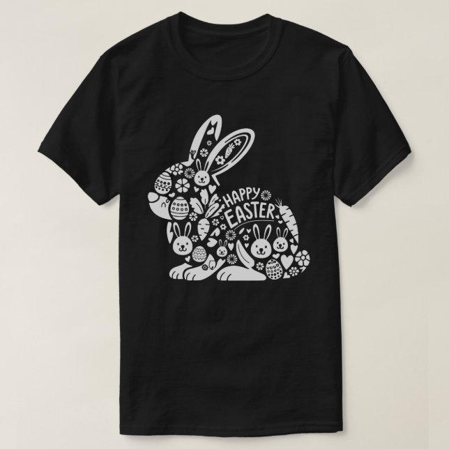 Joli lapin floral T-shirt de Pâques pour les femme (Design devant)