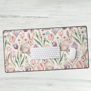 Joli Lapin Gris avec des Tulipes Colorées