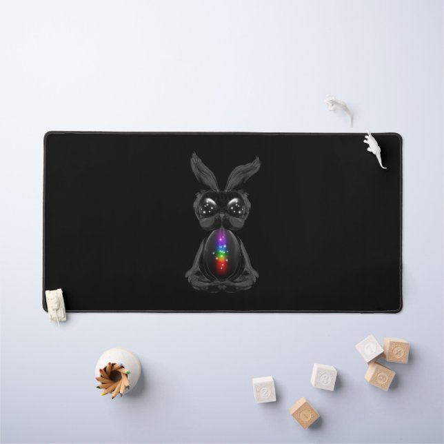 Joli lapin noir avec Soul arc-en-ciel Chakra (Tableau pour enfants)