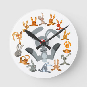 Joli lapins en caricature Mandala Horloge murale