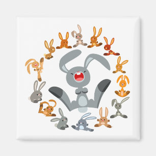 Joli lapins en caricature Mandala Magnet