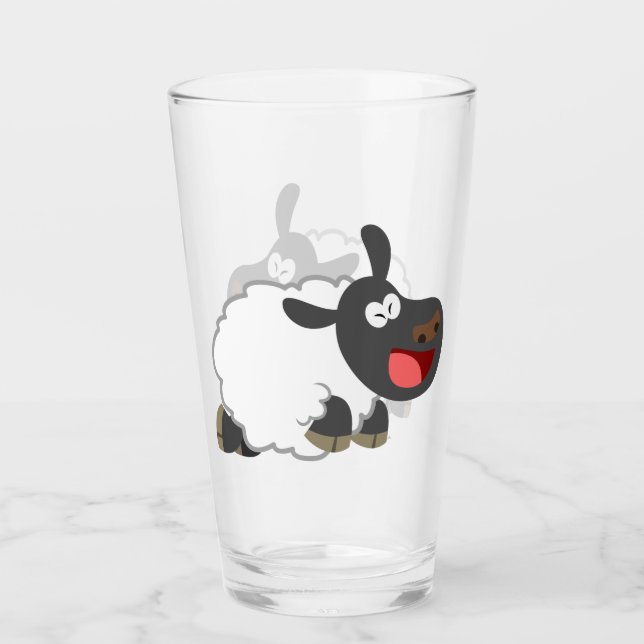 Joli Laughing Cartoon Mouton Tumbler Verre (Devant)