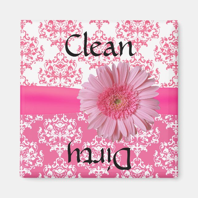 Joli Lave-vaisselle rose Damas Magnet (Devant)