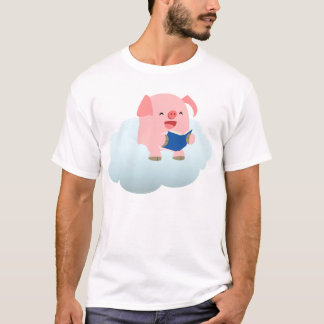 Joli lecteur de cochon de dessin sur T-shirt Cloud