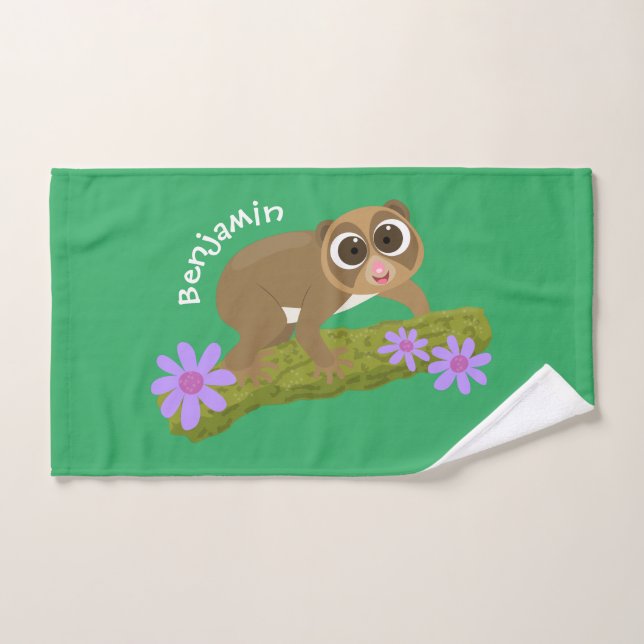 Joli lenteur loris sur dessin de branche (Serviette à main)