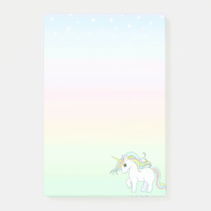 Joli licorne magique sur des notes Post-it de coul