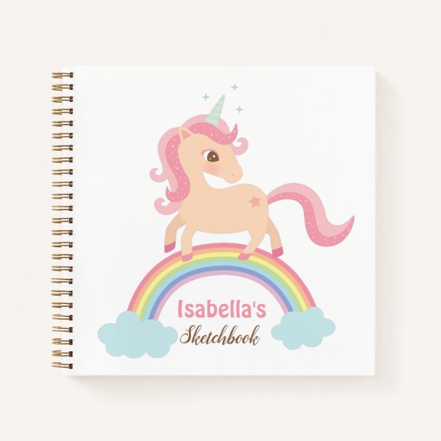 Joli Licorne Sur Arc-en-Ciel Nom de Fille Cahier d (Devant)