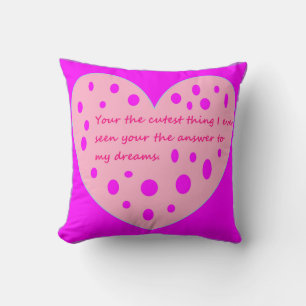 Joli lilas rose Valentines amour cadeau coussin