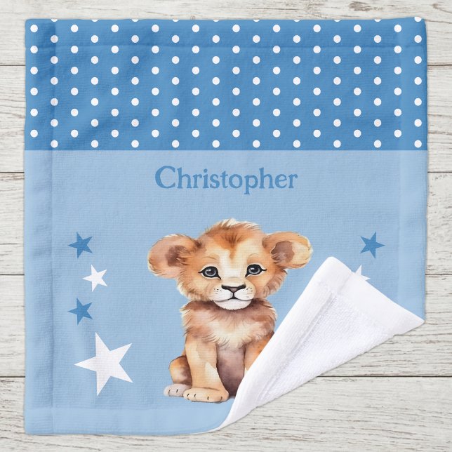 Joli lion ajouter un nom pois étoiles bleu (Créateur téléchargé)