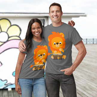 Joli Lion Caricature Jouant Bongos T-Shirt