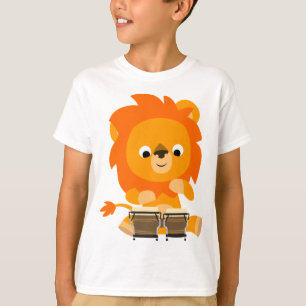 Joli Lion Caricature Jouant Bongos T-shirt Enfants
