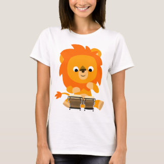 Joli lion caricature Jouer Bongos T-shirt femme