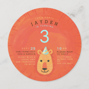 Joli Lion Illustré Invitation de la fête des enfan