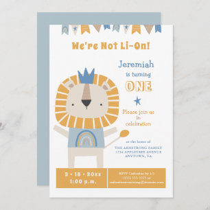 Joli Lion Un An Garçon Anniversaire Invitation
