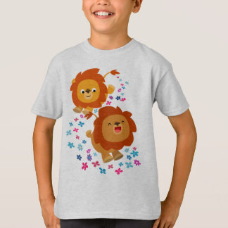Joli Lions Caricature Dans Le T-Shirt Jardin Enfan