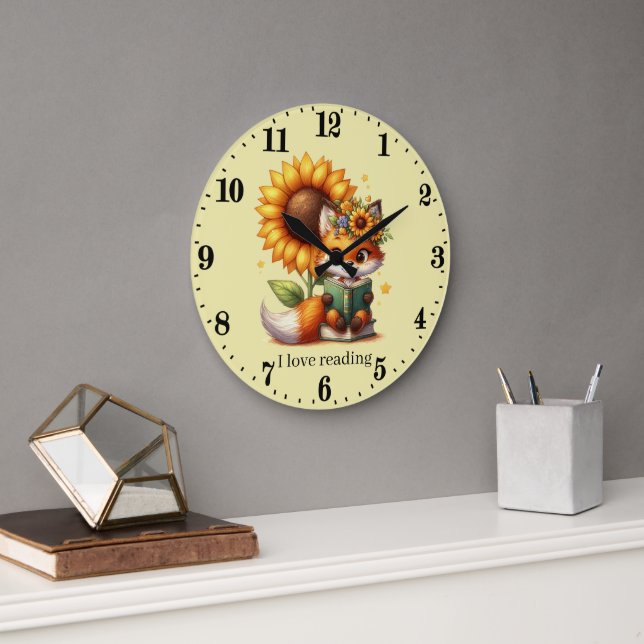 Joli livre renard ajouter texte lecture Horloge (Bureau)