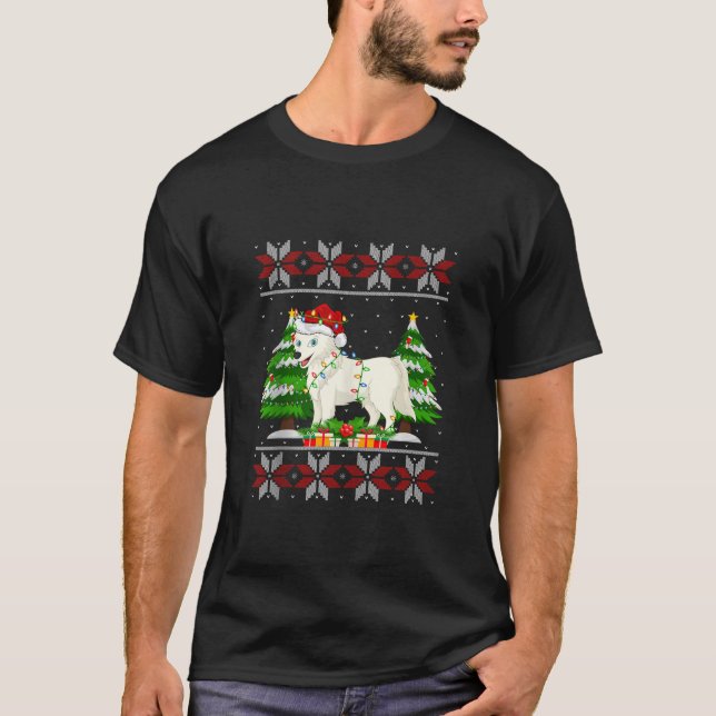 Joli loup sapin de Noël éclaire mauvais Sweat Père (Devant)