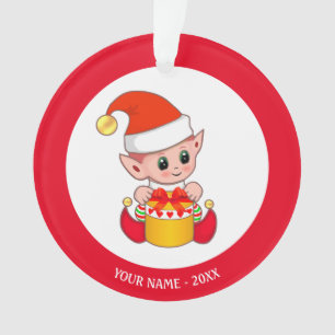 Joli Lutin de Noël, nom personnalisé sur fond roug