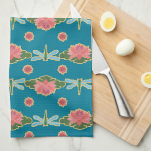 Joli Lys D'Eau Rose Dragonflies Serviette de Thé