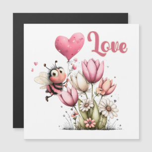 Joli Magnet Aimanté avec Abeille, Cœur et Ballon F